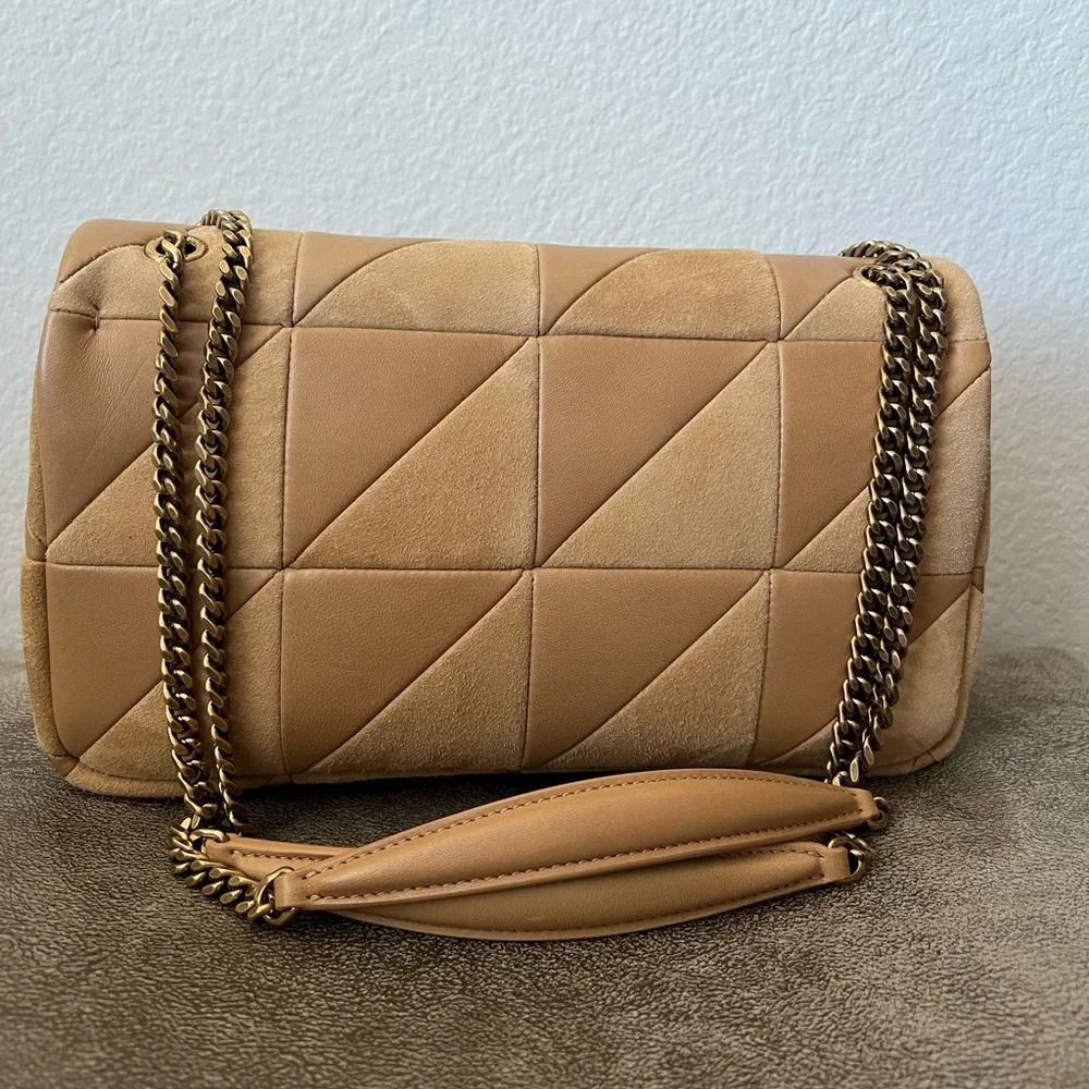 Saint Laurent Quilted Patchwork Leather Shoulder Bag in Beige - Picture 4 of 11